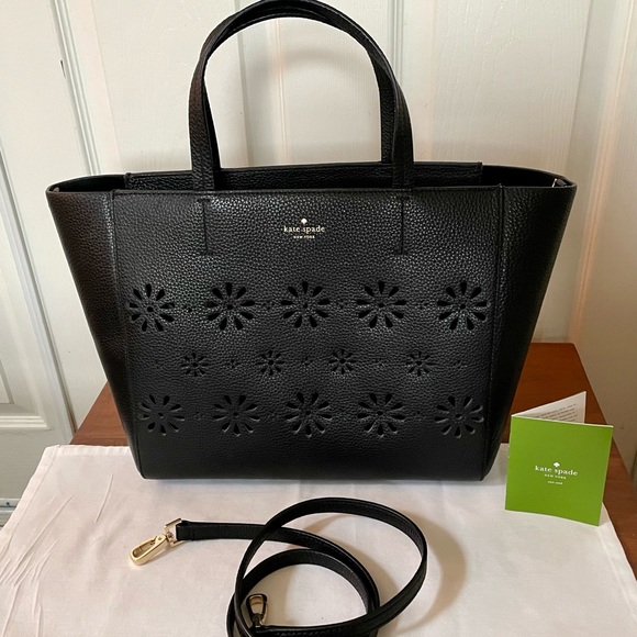 ⭐️NEW Kate spade Faye Drive Elisabeth tote black leather convertible bag NWOT - Picture 3 of 13